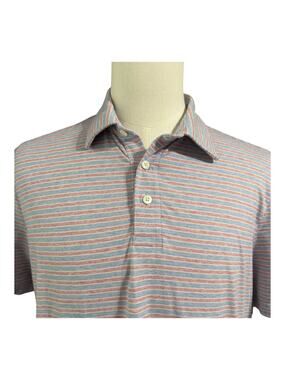 Faherty Men Red White Blue Striped Movement Polo Sz L Performance Preppy Stretch
